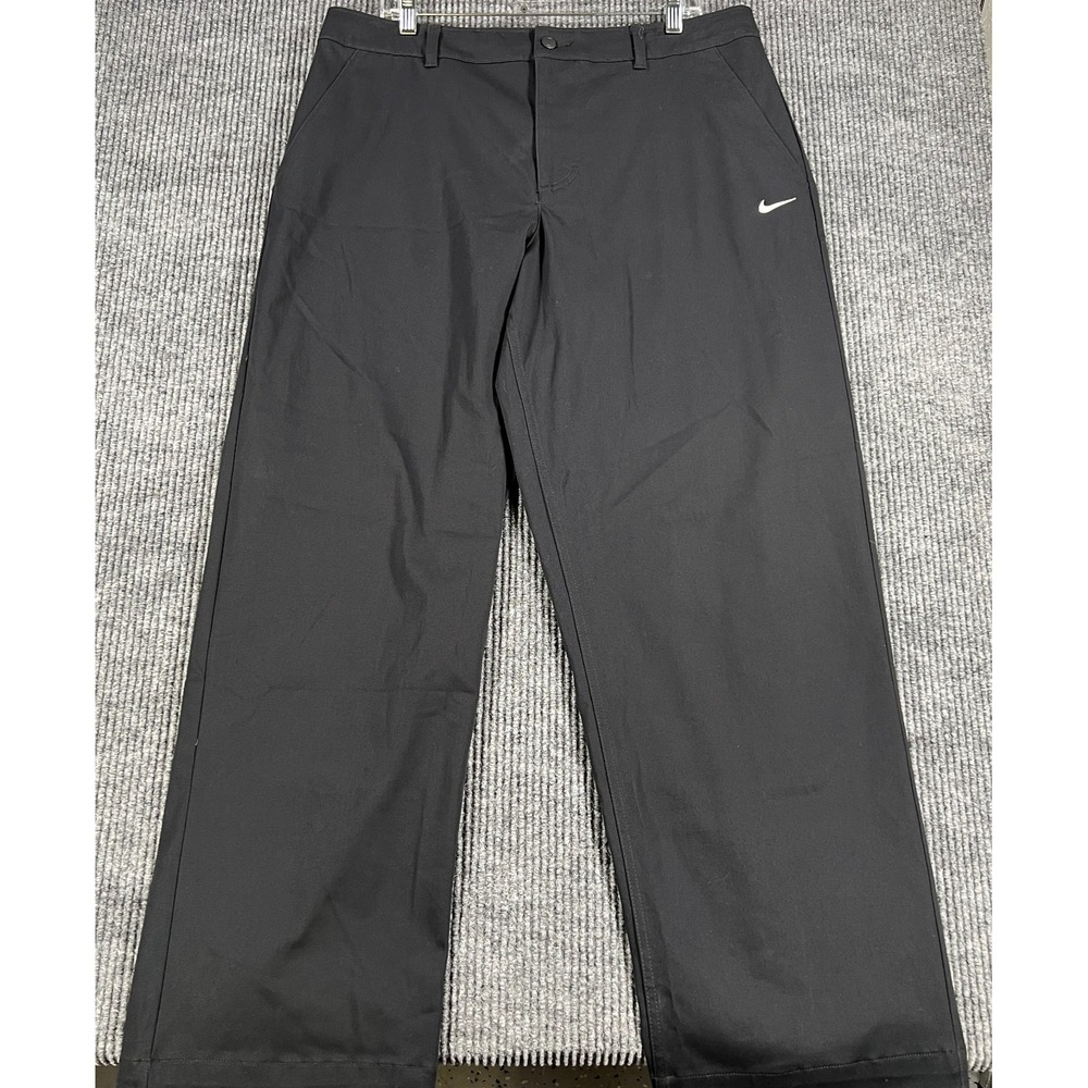 Nike Life Chino Pants Mens 36x32 Black Cotton Unlined Casual Comfort Drawstrings